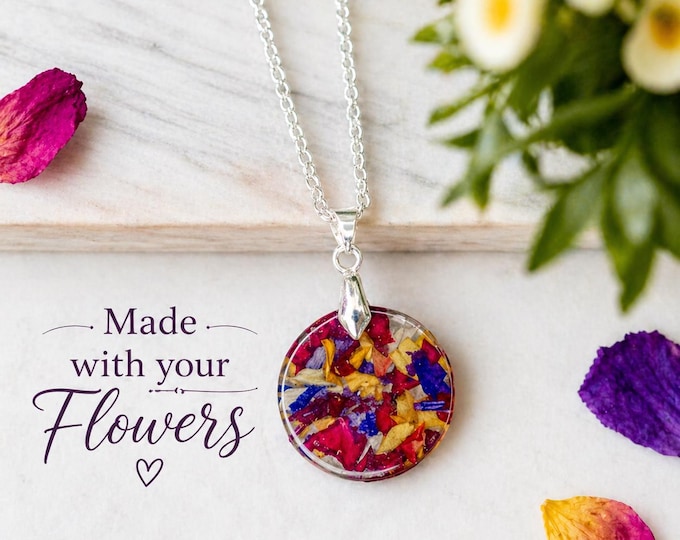 Keepsake Jewelry Made with Your Flowers, Sympathy Jewelry, Funeral Flower Jewelry, Wedding Flower Gift, Flower Petal Keepsake