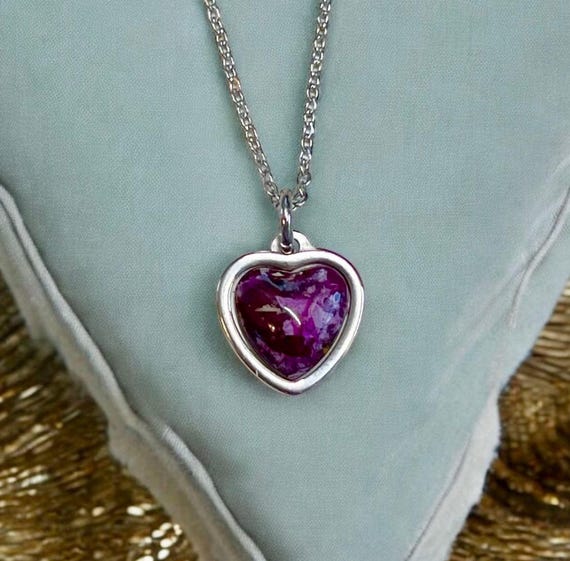 Memorial Flower Heart Necklace, Stainless Steel, Made with Flowers