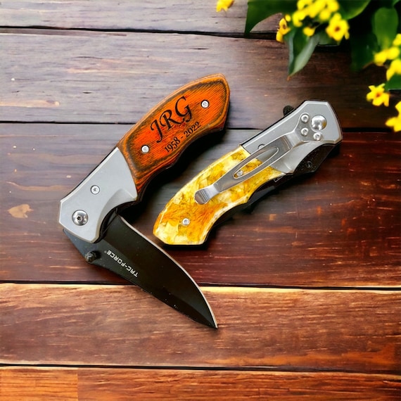 Flower Petal Keepsake Knife, Engraved Memorial Knife