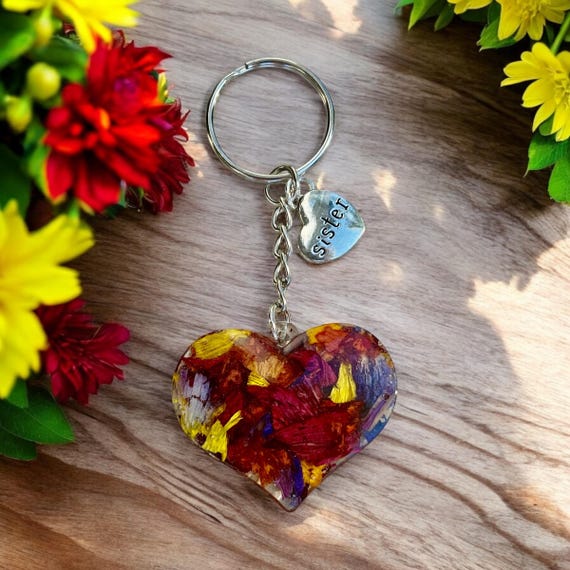 Flower Petal Keychain, Memorial Keepsake, Wedding, Funeral Flowers