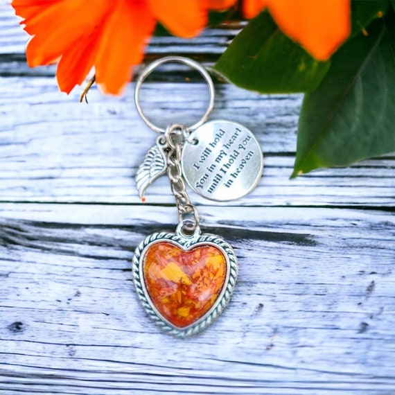 Flower Petal Heart Keychain, Memorial Jewelry, Made with Flowers