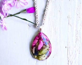 Teardrop Flower Petal Pendant - Memorial Keepsake Jewelry