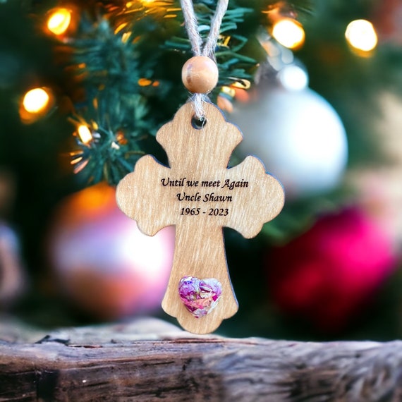 Custom Memorial Christmas Ornament, Pressed Flower Keepsake