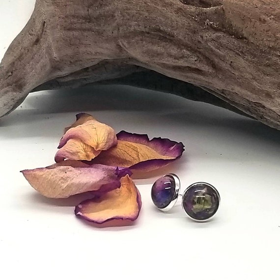 10mm Flower Petal Stud Earrings, Memorial Jewelry