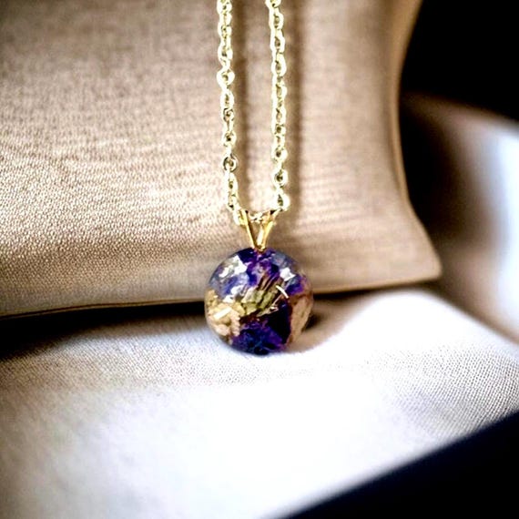 Memorial Necklace Made with Your Own Petals – 12mm Bead Jewelry – Funeral Flower Keepsake – Custom Sympathy Gift