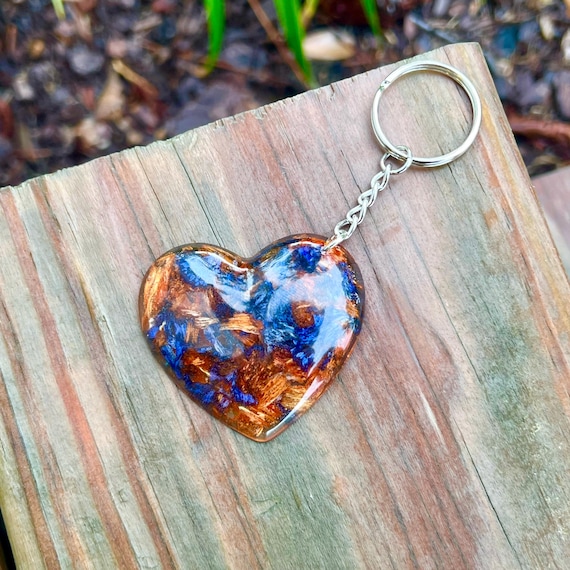 Heart Flower Petal Keychain, Memorial Keepsake