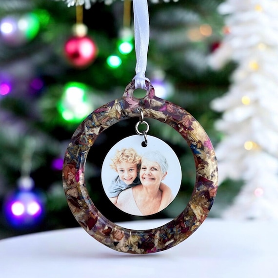 Custom Flower Petal Christmas Ornament, Memorial Keepsake