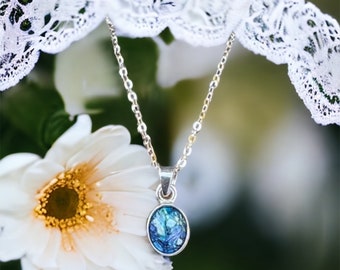 Sterling Silver Flower Petal Necklace, Memorial Keepsake Jewelry
