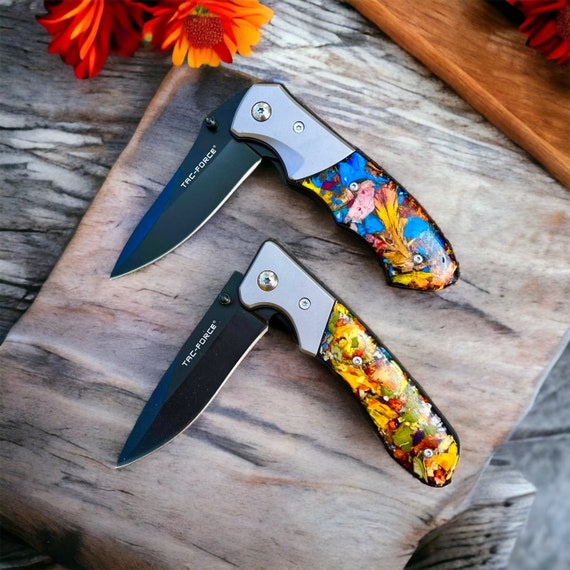 Resin Flower knife.  Memorial Jewelry, Memorial Beads. Wedding Flowers. Keepsake treasures made with real flowers