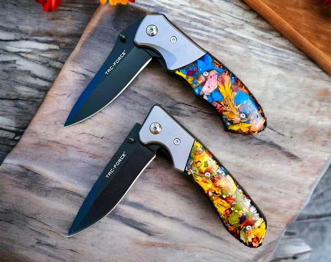 Resin Flower knife.  Memorial Jewelry, Memorial Beads. Wedding Flowers. Keepsake treasures made with real flowers