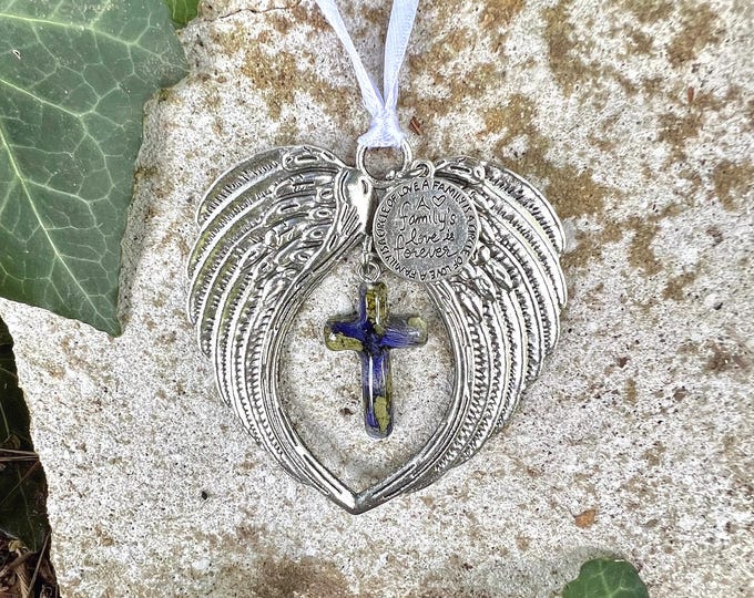 Angel Wing Christmas Ornaments.  Memorial Jewelry, Memorial Beads. Wedding Flowers. Funeral Flowers. Made with real flowers.