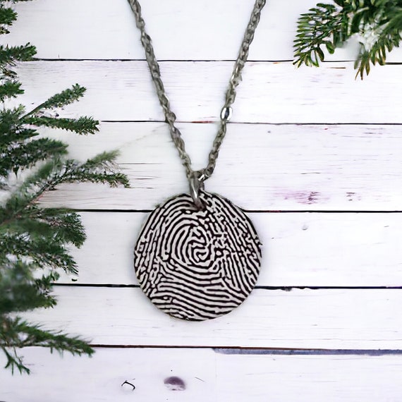 Stainless Steel Fingerprint Necklace, Memorial Keepsake (20mm)