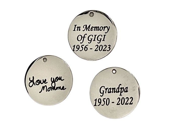 Custom charms. Handwritten Stainless Steel Charm.