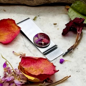 Custom Flower Petal Money Clip, Memorial Jewelry