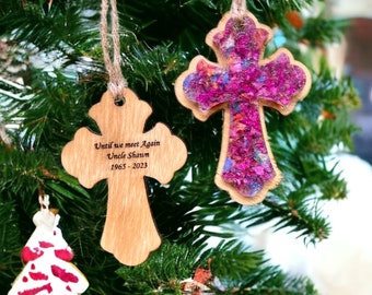 Custom Flower Petal Memorial Christmas Ornament, Personalized Keepsake