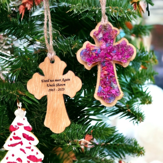 Custom Flower Petal Memorial Christmas Ornament, Personalized Keepsake