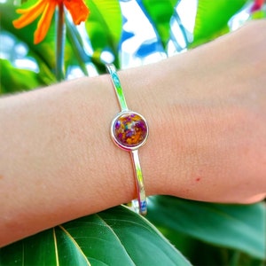 12mm sterling silver bracelet Flower Petal Necklace. Memorial Beads. Funeral Flowers.Made with real flowers.