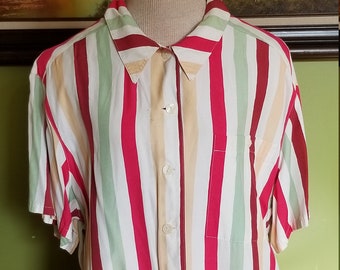 Oversized Short Sleeved Striped Shirt