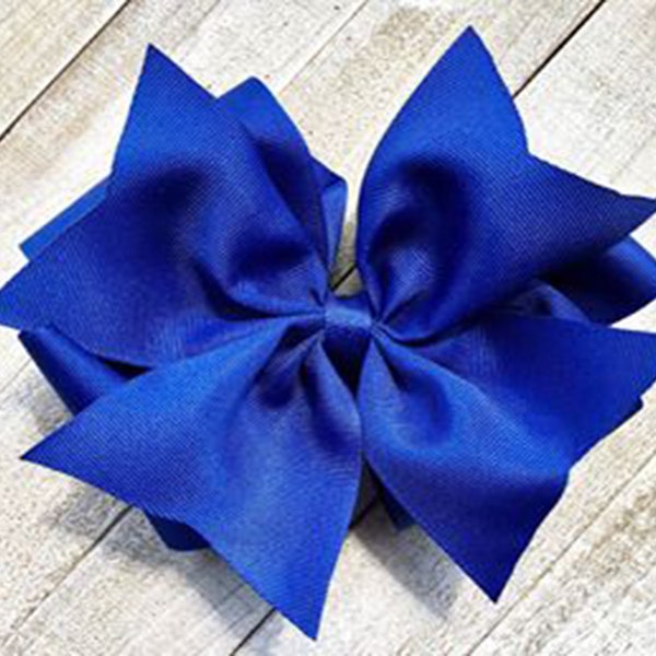 Blue Pin Wheel Bow~ Boutique Style Bow~ Double Stacked Bow~ Jumbo Size Bow~ 6" inch X-Large Bow