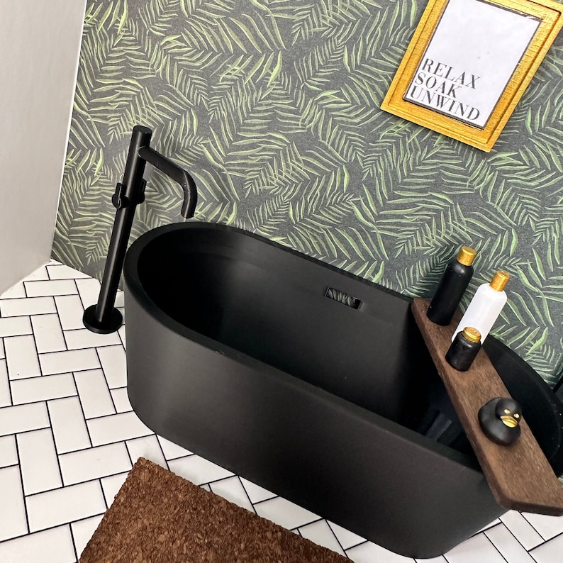 Black modern miniature freestanding bath tap