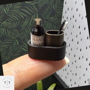 1:12 modern poppenhuis badkameraccessoireset, miniatuur zeepbakje tandenborstelhouder, badkamerdecor