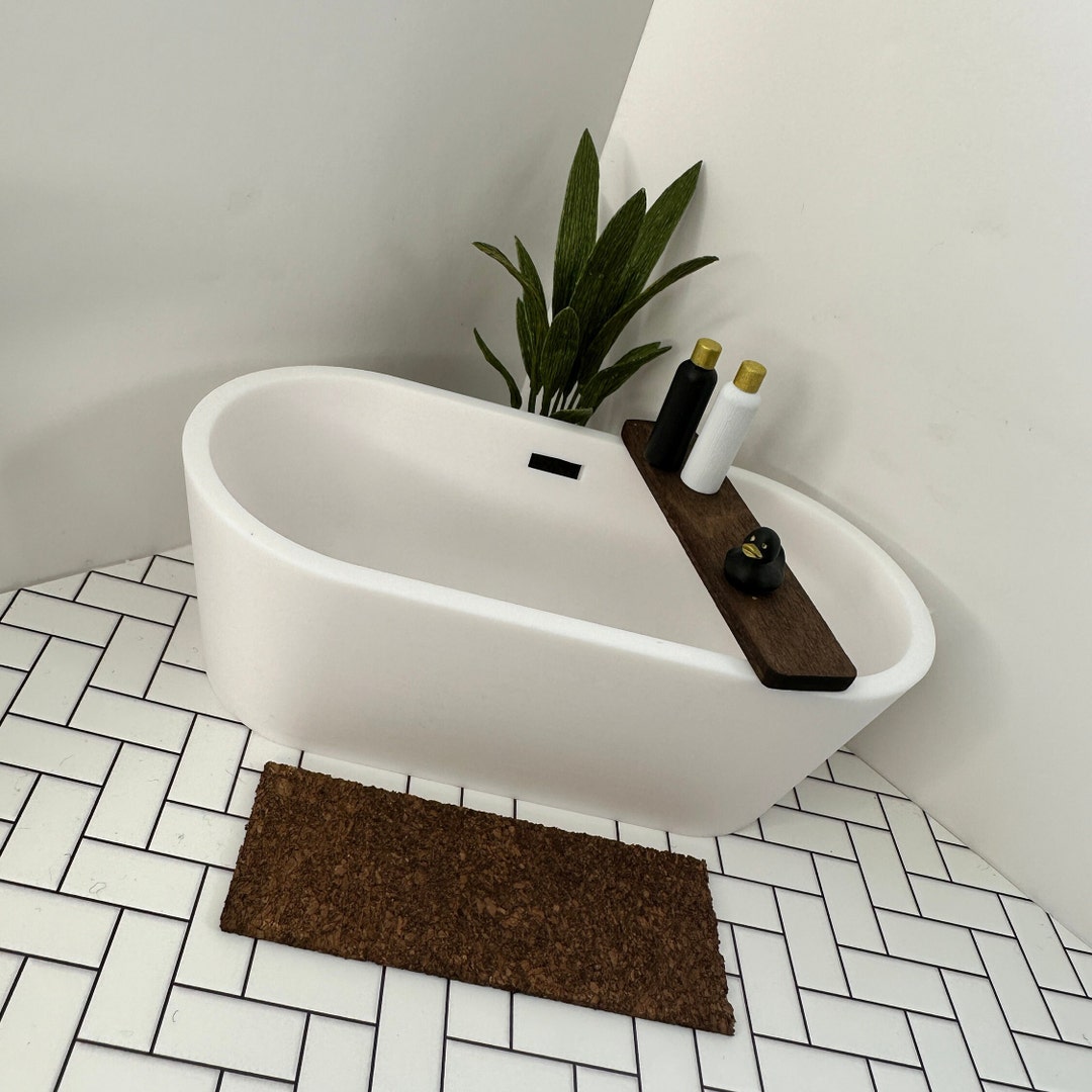 1:12 White Bath Tub - Modern Miniature Dolls House Bathroom - Etsy