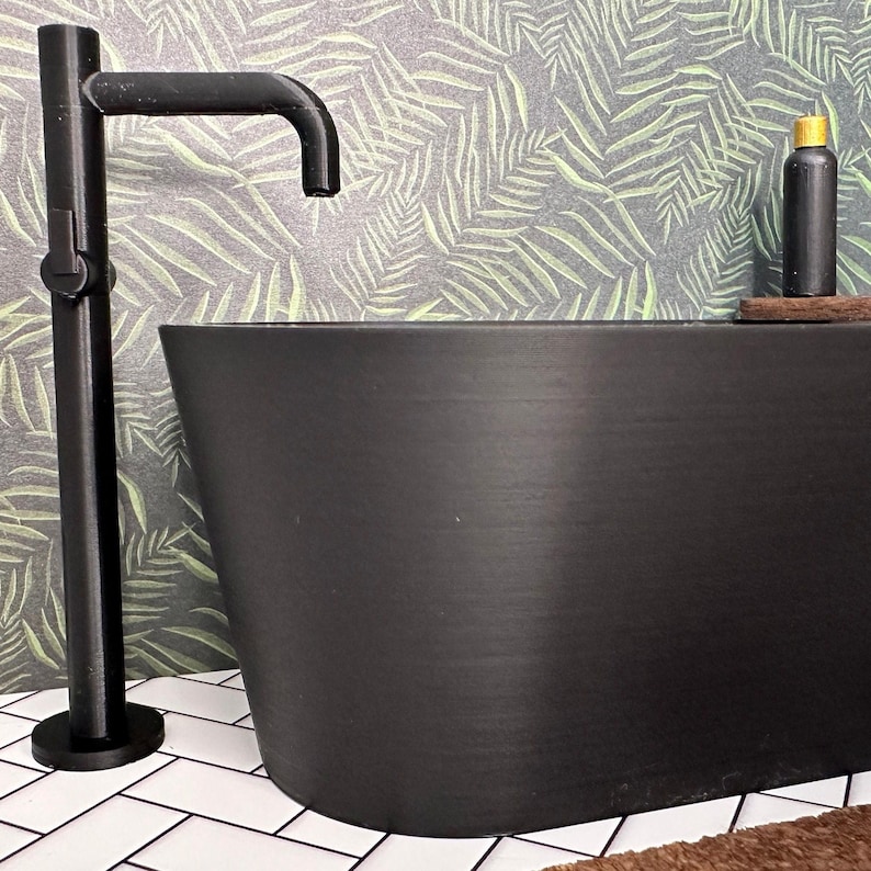 Black modern miniature freestanding bath tap