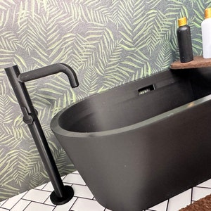 Black modern miniature freestanding bath tap