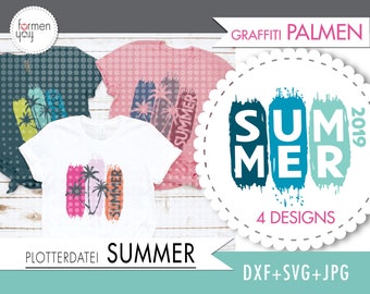 PLOTTERFILE - SUMMER - Palm trees and graffiti - Plots - Design by formenfroh - dxf + svg + jpg