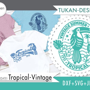 Plotter File - TROPICAL VINTAGE - Retro - TUKAN - Design by formenfroh - dxf + svg + jpg