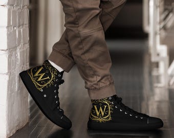 Windholm® Premium High-Top Sneakers – Black Canvas Shoes with Gold Crest