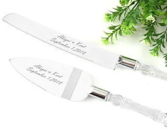 Personalized Wedding Cake Knife and Server Set (2pc) , Custom Engraved Classic Cake Serving Set, Personalized Wedding Gift