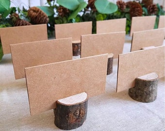 Bulk Natural Wooden Name Place Card Holders, Rustic Weddings or other events, Wood place card holder