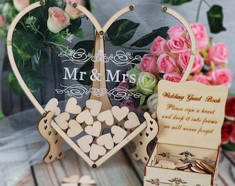 Wooden Heart Drop Box | Personalized Wedding Guestbook