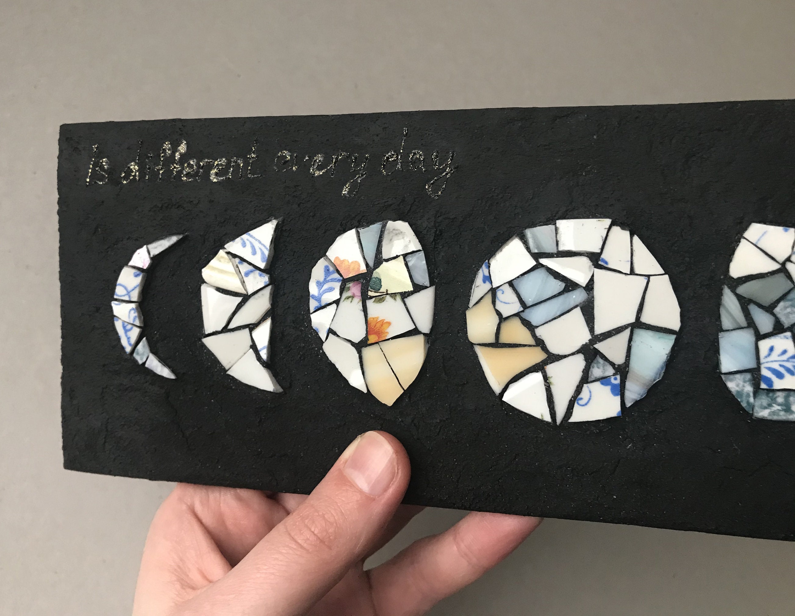 Moon phase wall hanging mosaic wall art Glass mosaic artwork Etsy