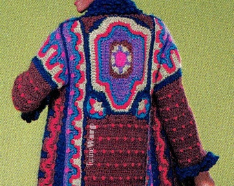 Josephs Coat • RARE Hard To Find • Boho Hippie Tapestry Jacket Coat of Many Colors • 1970's Vintage CROCHET Pattern PDF Download