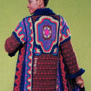 Josephs Coat • RARE Hard To Find • Boho Hippie Tapestry Jacket Coat of Many Colors • 1970's Vintage CROCHET Pattern PDF Download