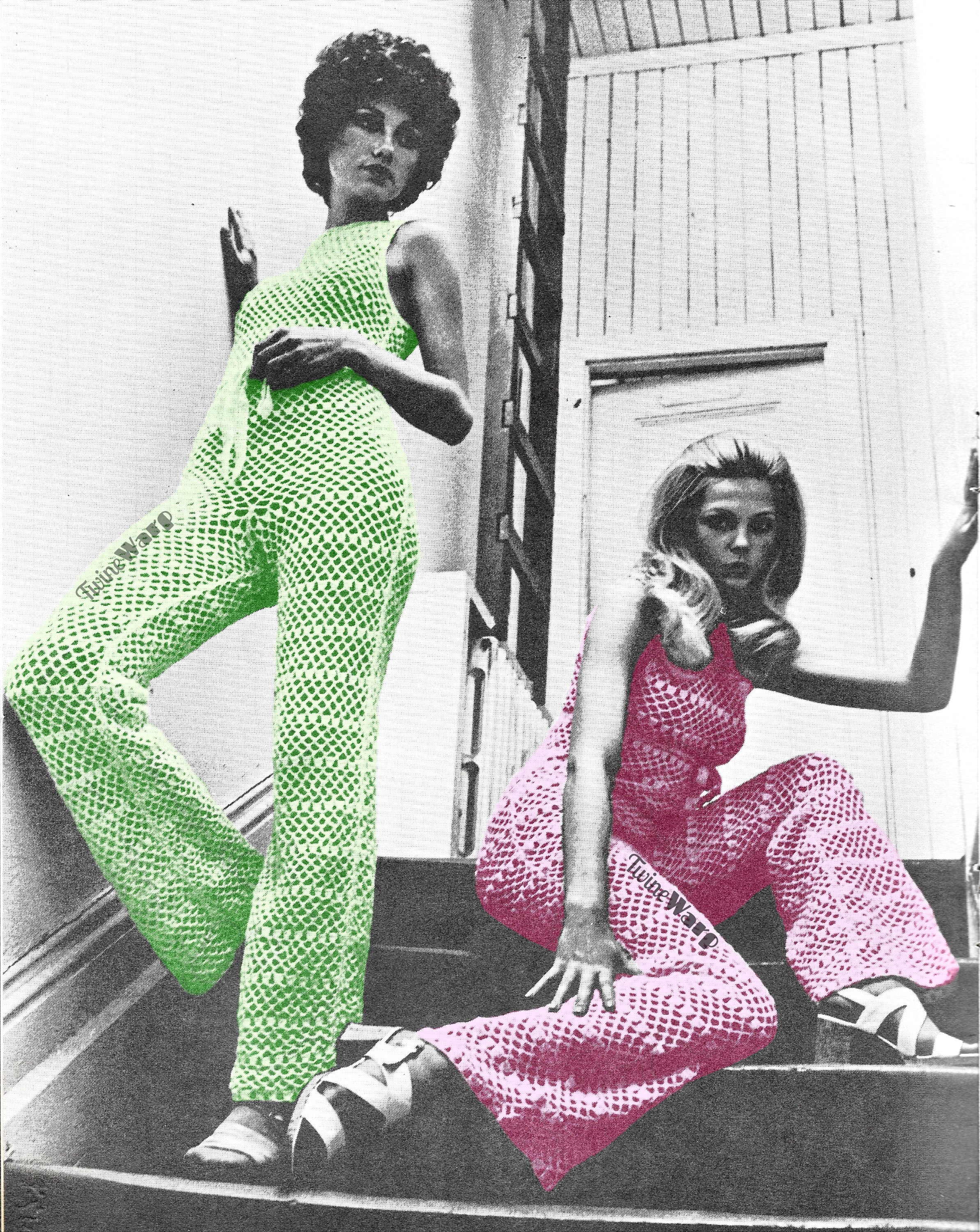 30 Hippie Crochet Patterns for Boho Outfits, Bags, Home Décor, and Gifts 29 1970s Hippie Bell Bottoms Mesh Romper Pattern