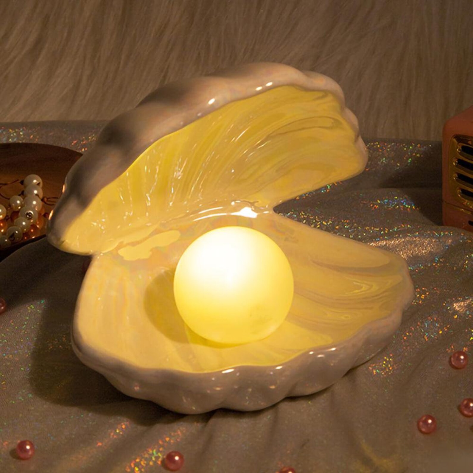 Pearl Shell Light Oyster Clam Lamp Ocean theme Nightlight Etsy