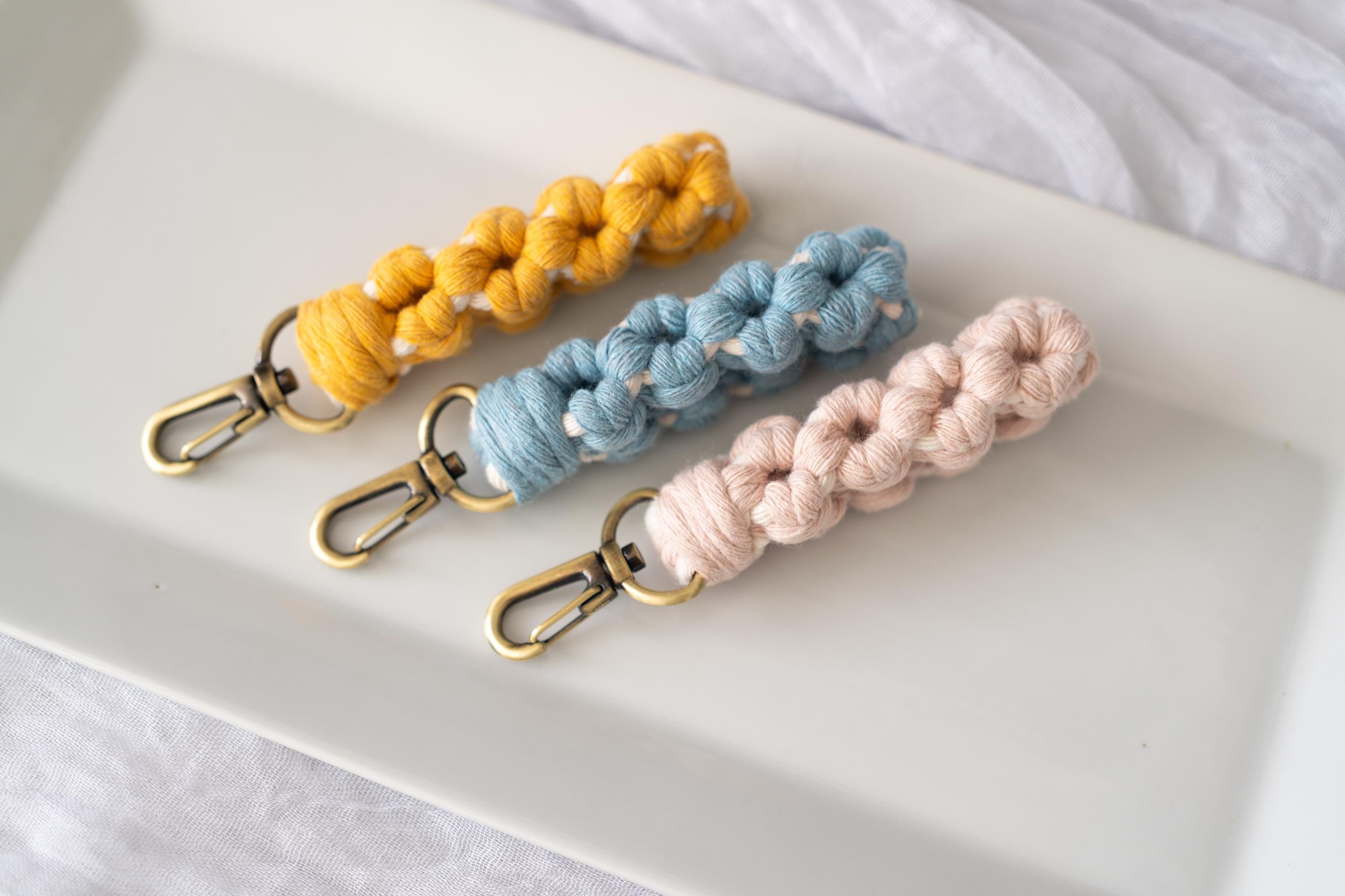 Recycled Cotton Mini Macramé Wristlet with Brass Clasp