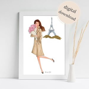 Paris - DIGITAL DOWNLOAD - Fashion Illustration Print /Fashion Sketch Print - Home Decor - Fashion Wall Art - Fashion Art Print
