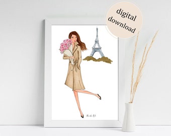 Paris - téléchargement numérique - impression d'illustration de mode / impression de croquis de mode - décoration d'intérieur - art mural mode - impression d'art mode