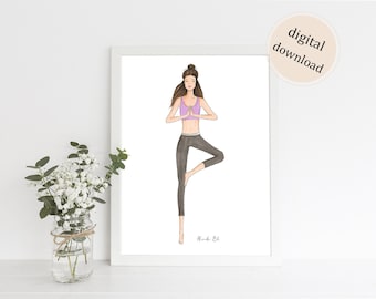 Yoga Girl - DIGITAL DOWNLOAD - Fashion Illustration Print /Fashion Sketch Print - Home Decor - Fashion Wall Art - Fashion Art Print