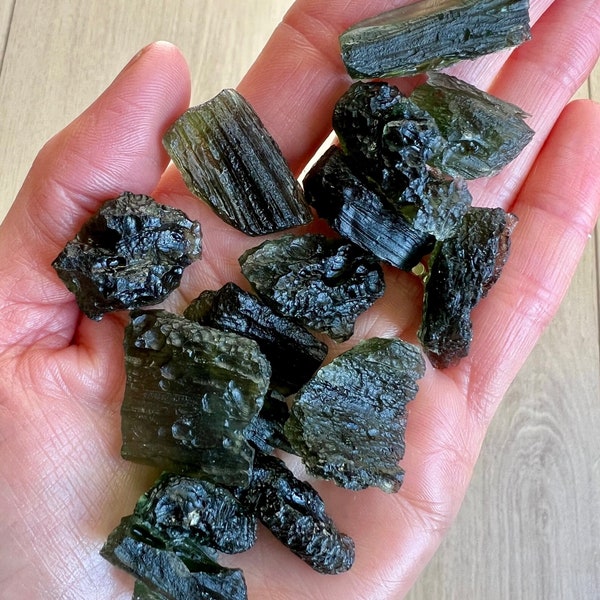 One Genuine Large Moldavite Piece (3-5g) from Czech Republic, Raw Moldavite