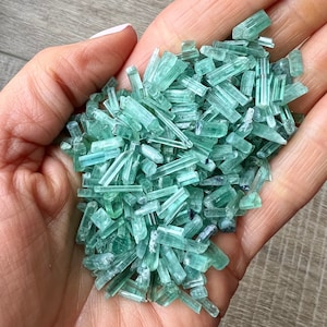 Raw Small Mint Tourmaline Bars, Natural Blue Green Tourmaline Crystals