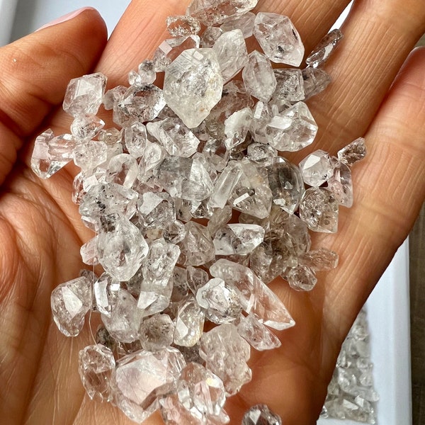 Natural Diamond Quartz Crystals, Rough Uncut Gemstones, April Birthstone