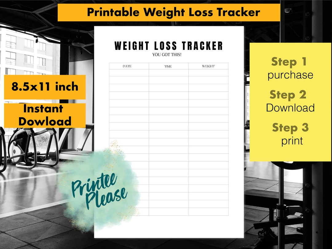 Printable Weightloss Tracker - Instant Download - Download and Print ...