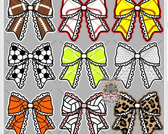 Shabby Sport Bow SVG Bundle | Coquette Sports Cut File | Football Softball Soccer Tennis Volleyball Golf SVG | Homecoming Mum Graphics
