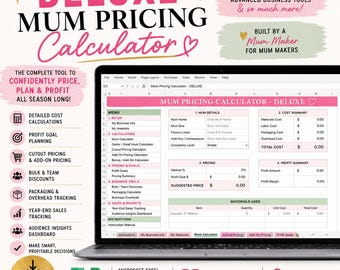 Deluxe Mum Pricing Calculator | Homecoming Mum Business Spreadsheet | Excel & Google Sheets | Profit Tracker | Digital Download