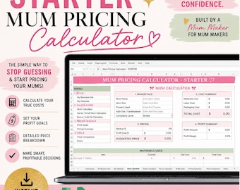 Starter Mum Pricing Calculator | Homecoming Mum Pricing Spreadsheet | Excel & Google Sheets | Pricing Template for Mum Makers